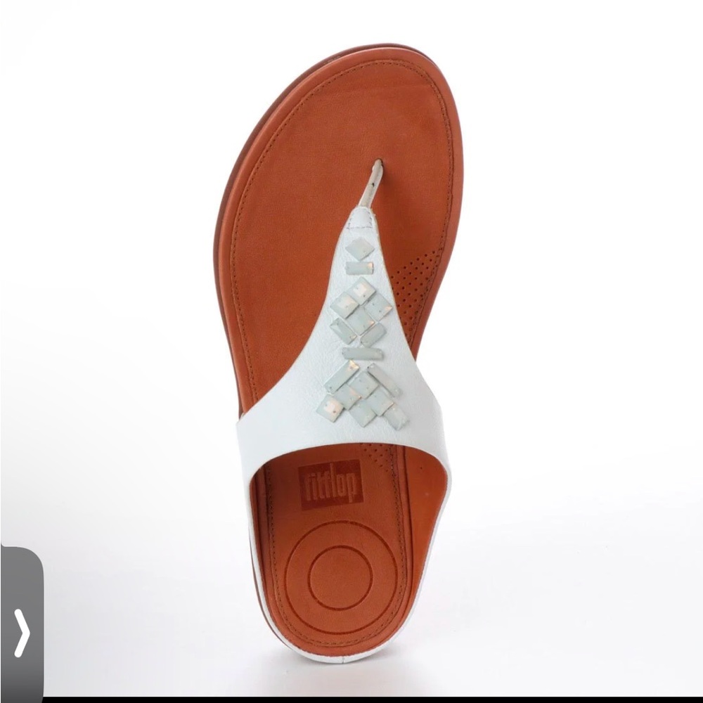 Fitflop White Banda Leather Toe Thong Sandals Size 9 - Picture 2 of 9